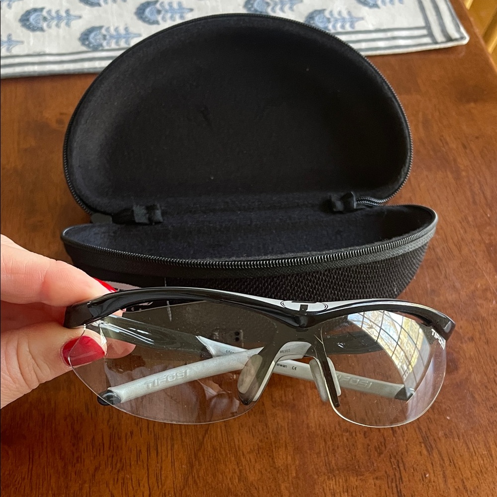 Black Tifosi Squash or Biking Cycling Safety Glasses with Hard Case